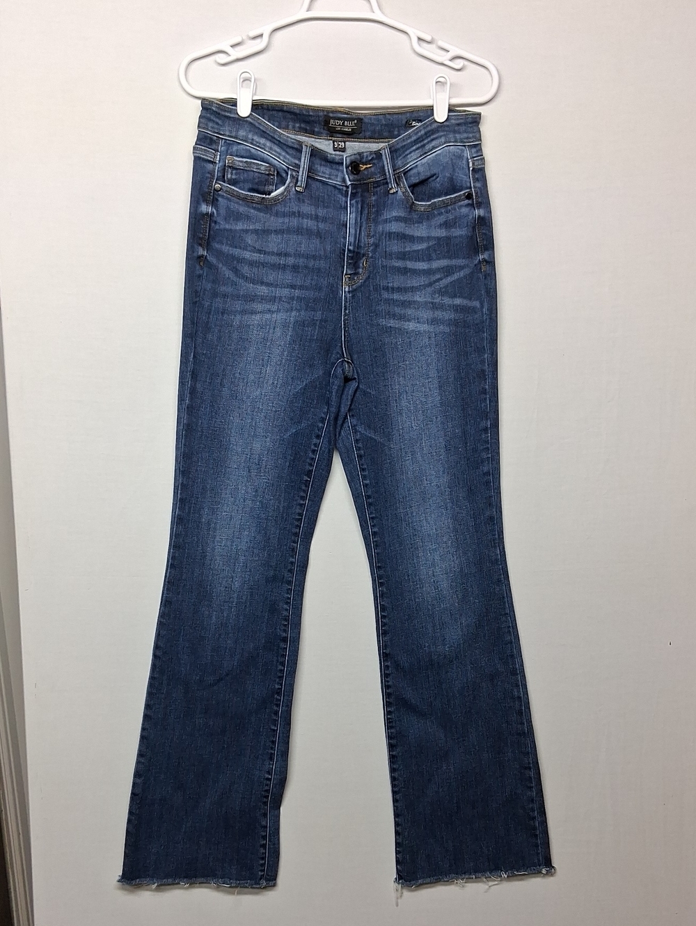 Judy Blue Medium Blue Flare Jeans with Raw Hem